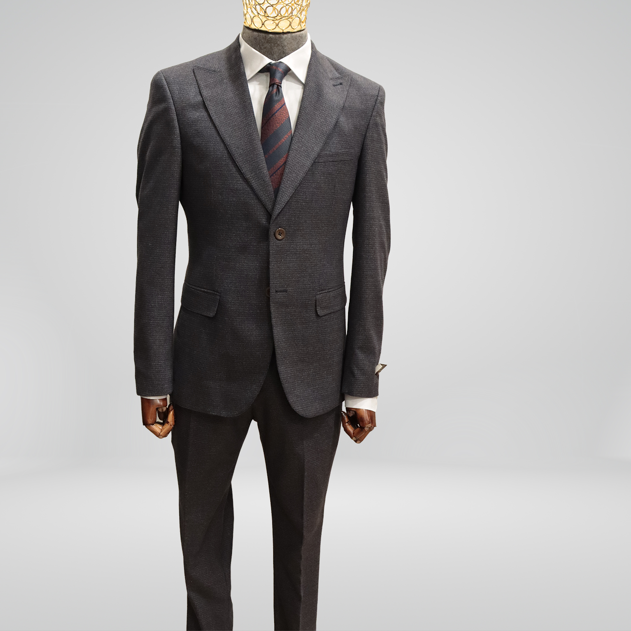 Navy & Coffee Brown Small Checkered Suit