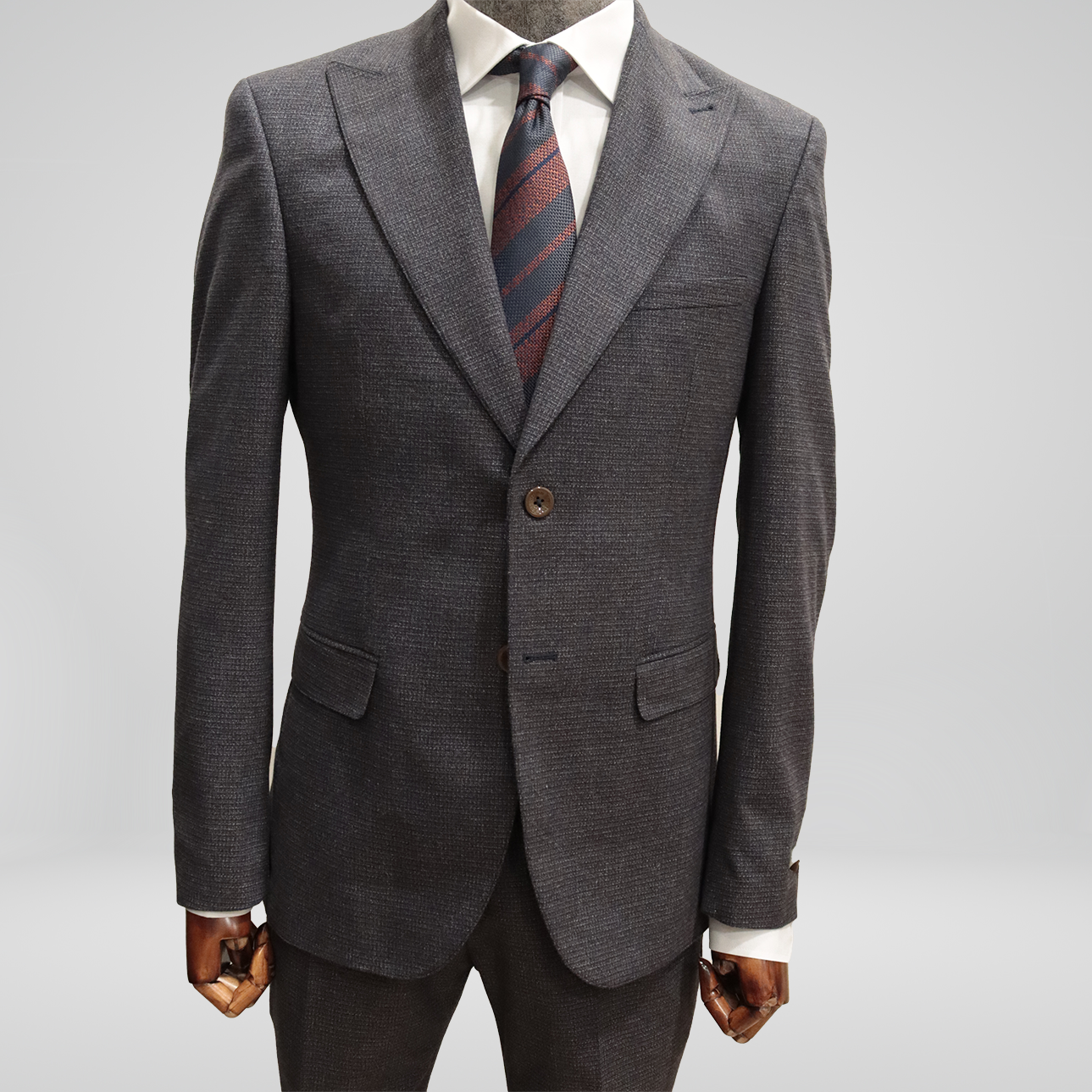 Navy & Coffee Brown Small Checkered Suit