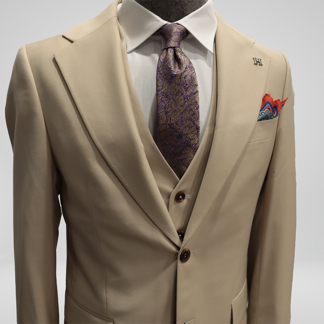 Light Beige Three Piece Suit