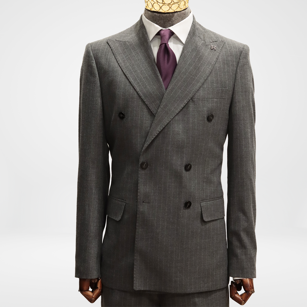Gray Pinstripe Double Breasted Suit