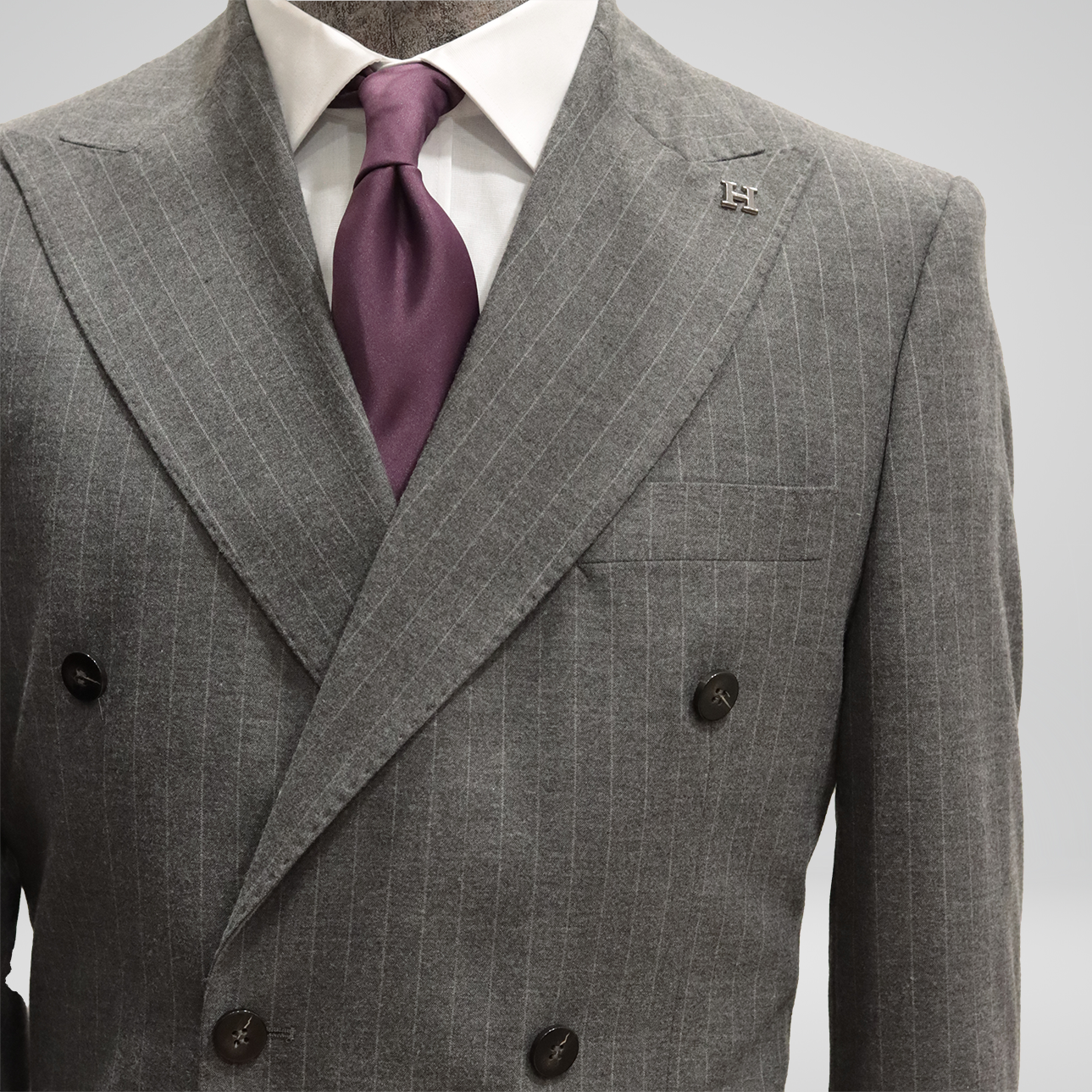 Gray Pinstripe Double Breasted Suit