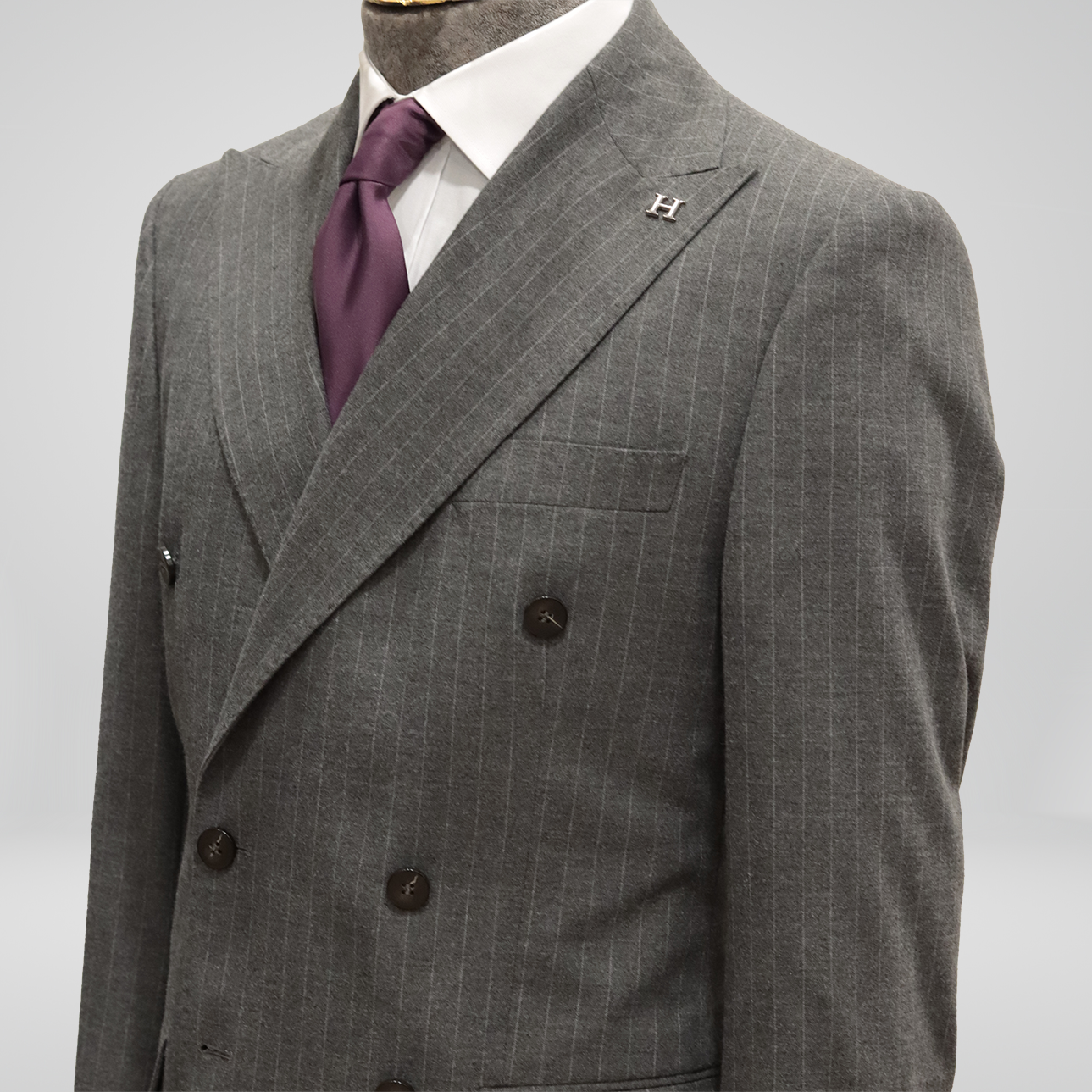 Gray Pinstripe Double Breasted Suit
