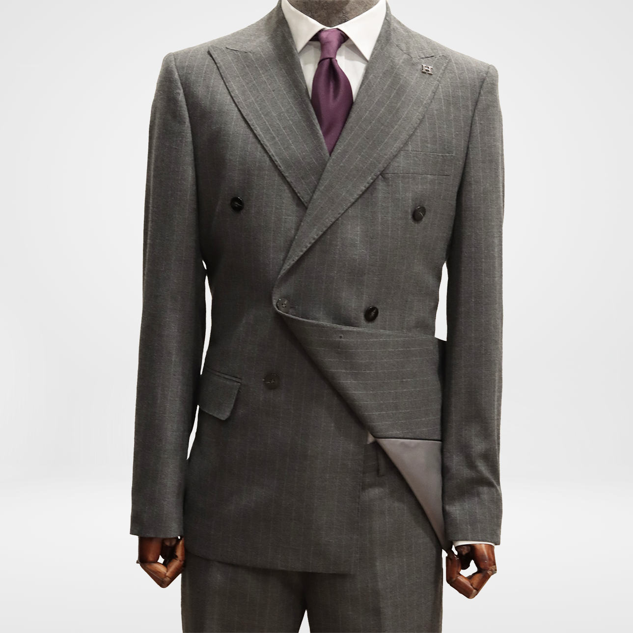 Gray Pinstripe Double Breasted Suit