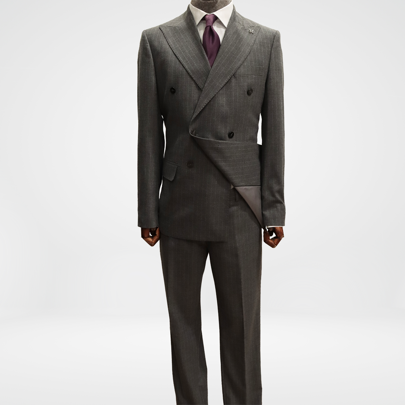 Gray Pinstripe Double Breasted Suit