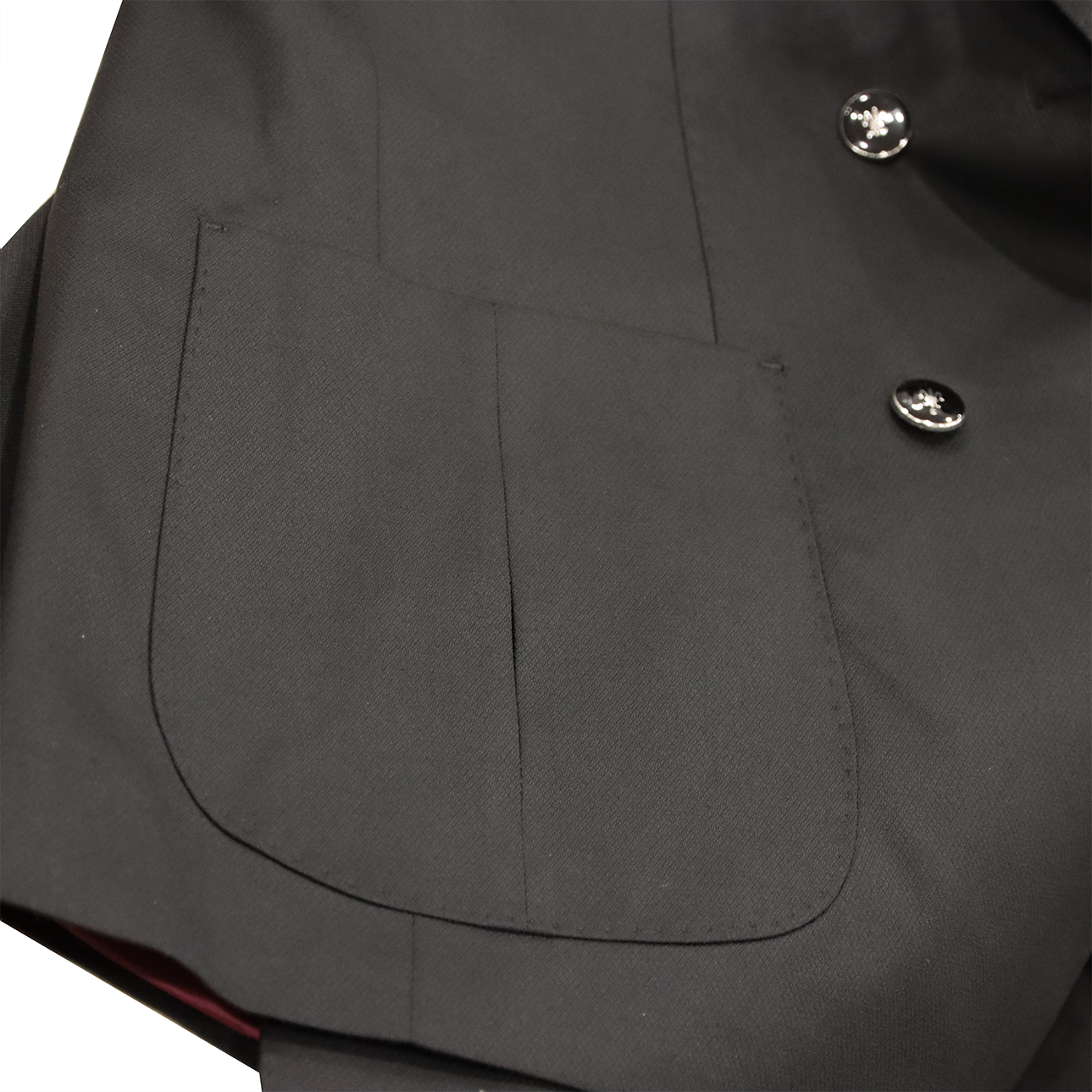 Black Four Buttons Double Breasted Suit