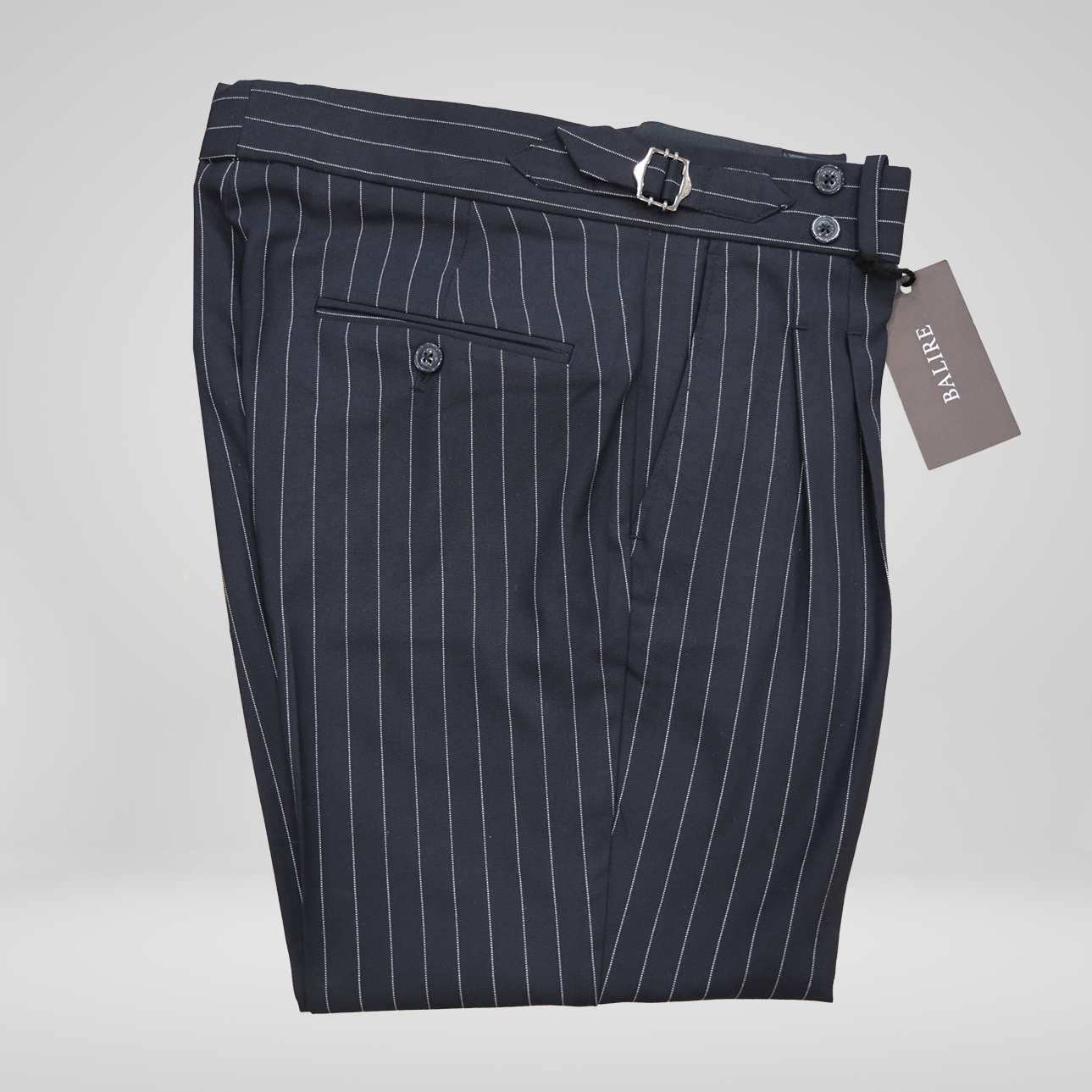 Navy Pinstripe High Waisted Pants