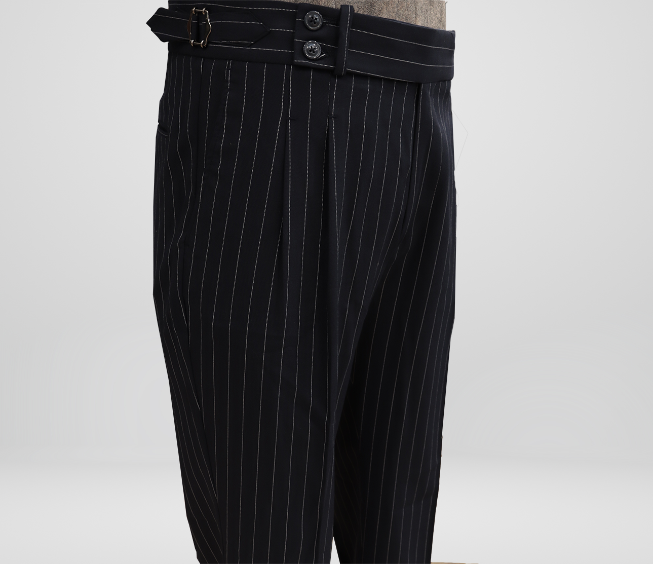 Navy Pinstripe High Waisted Pants