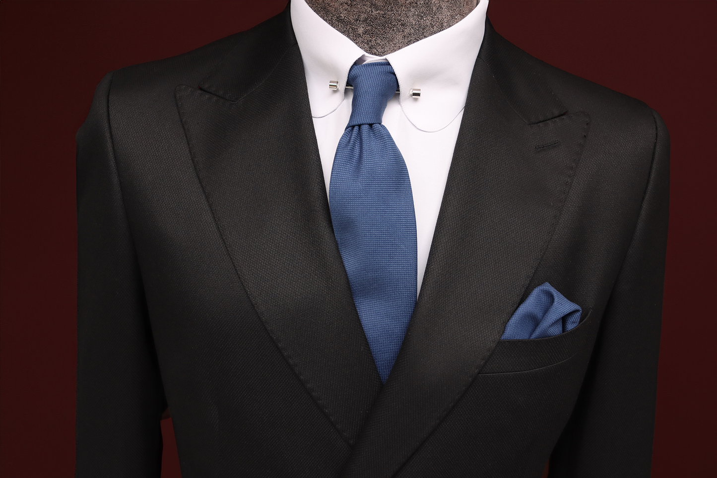 Black Four Buttons Double Breasted Suit