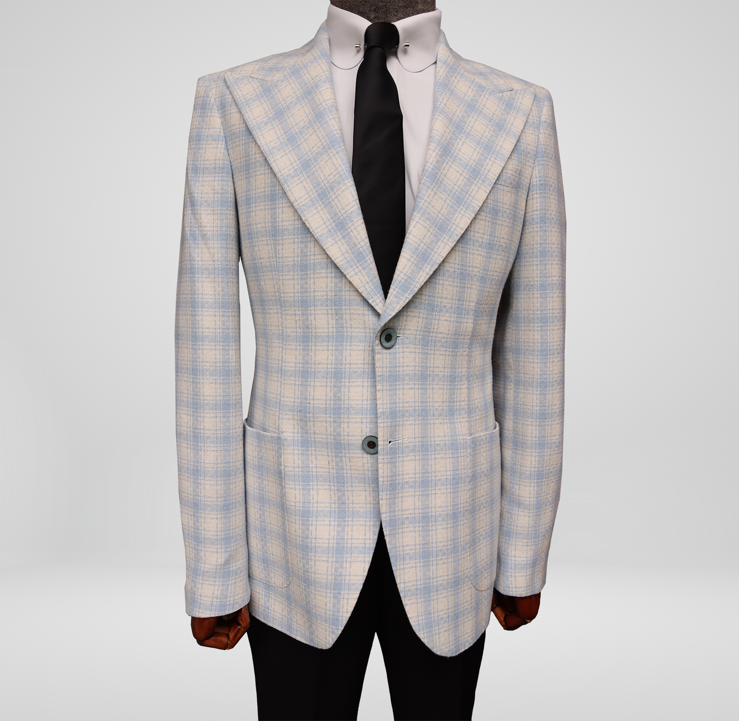 Sky Blue Checkered Blazer