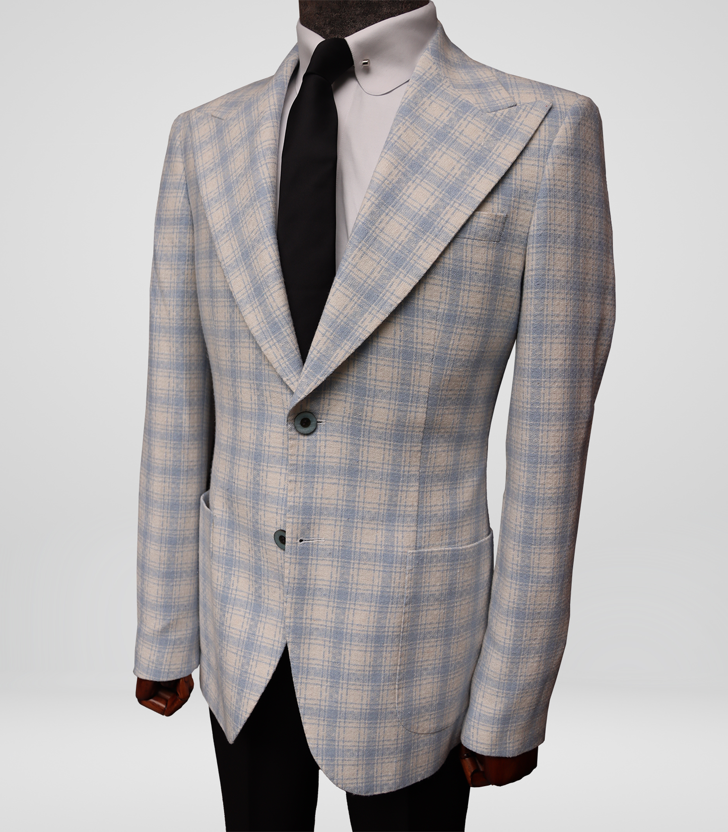 Sky Blue Checkered Blazer