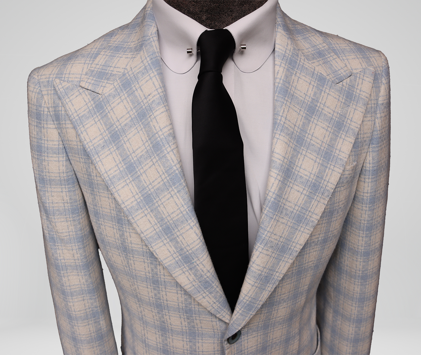 Sky Blue Checkered Blazer