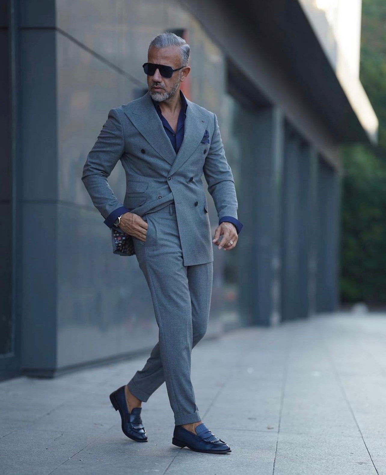 Light Denim Double Breasted Suit