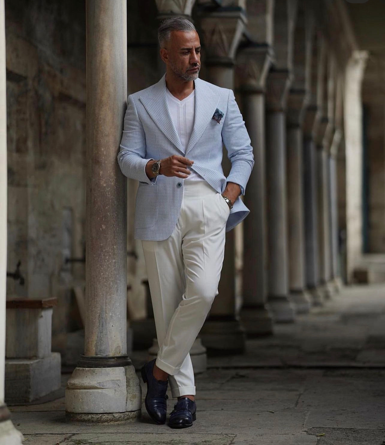 Baby Blue Small Checkered Blazer