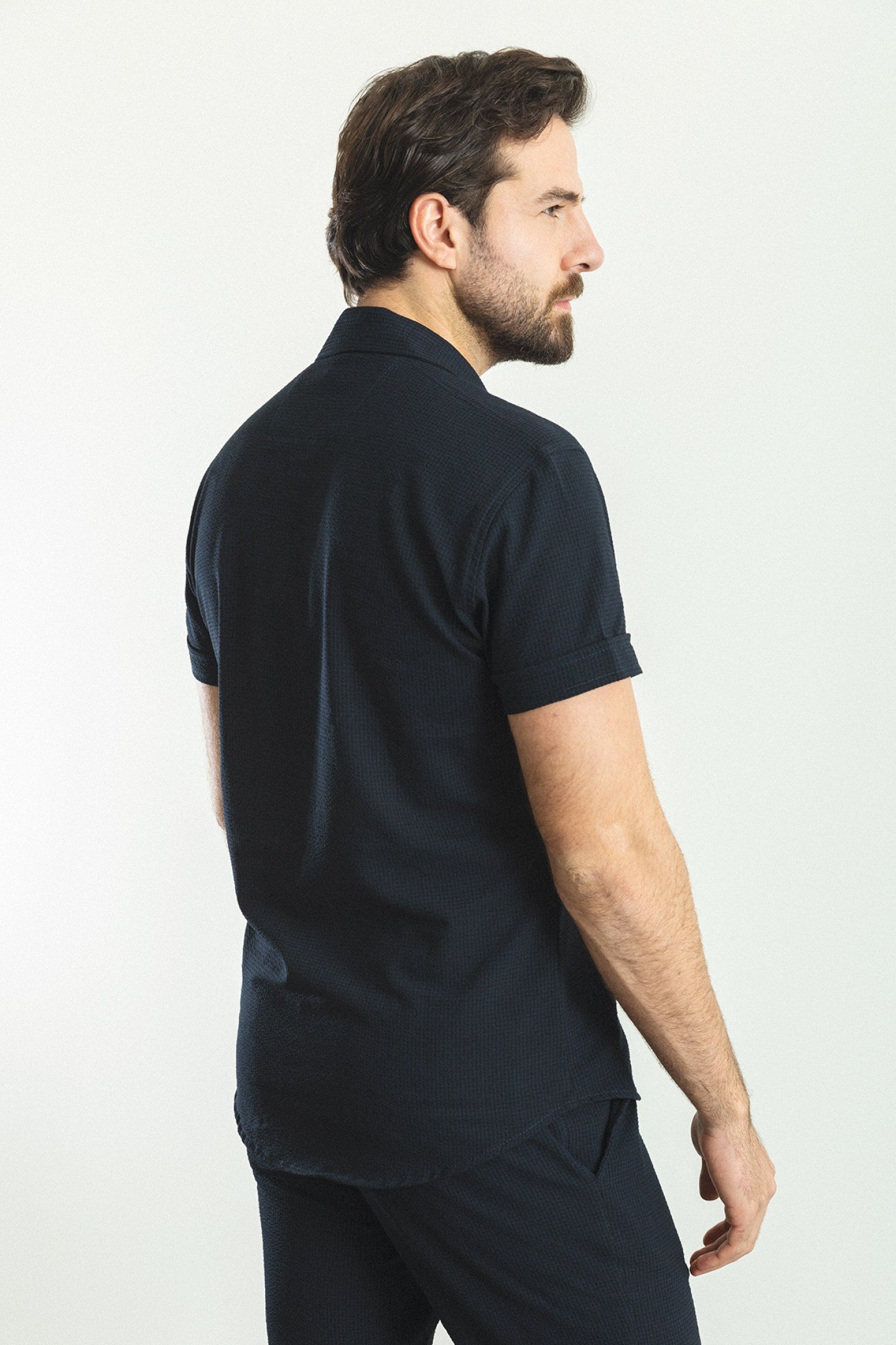 Dobby Navy Shirt And Short Set