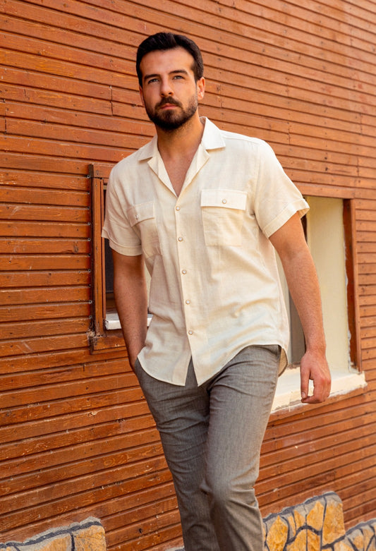 Beige Half Sleeve Shirt