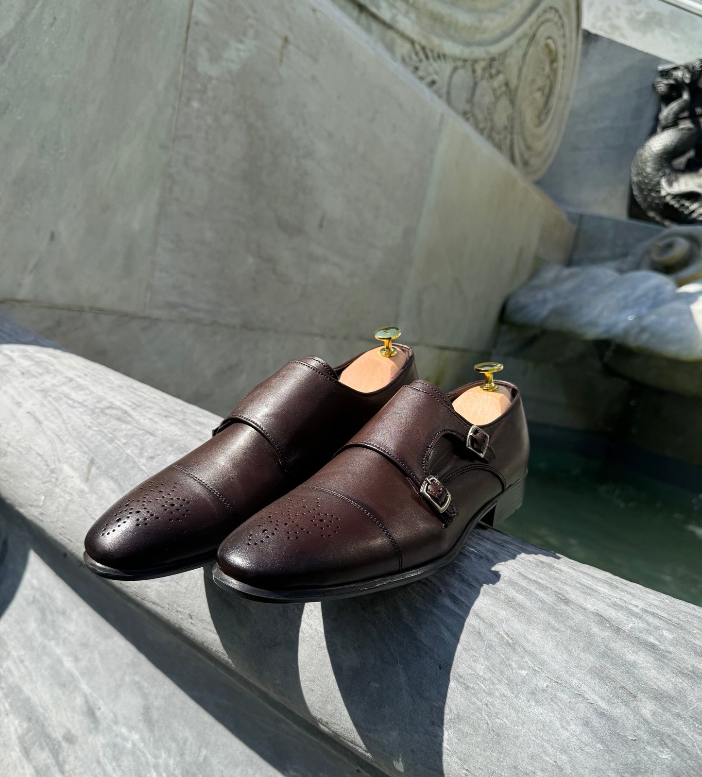 Brown Sovereign Double Monk Shoes