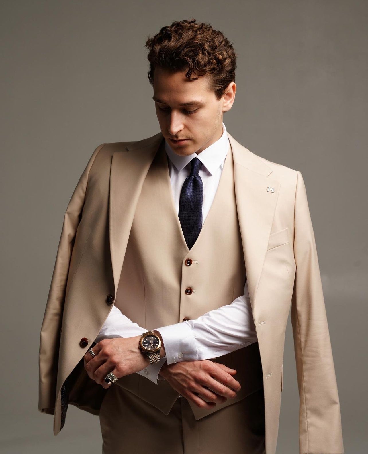 Light Beige Three Piece Suit