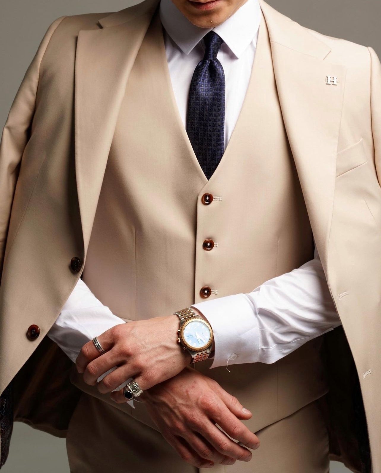 Light Beige Three Piece Suit