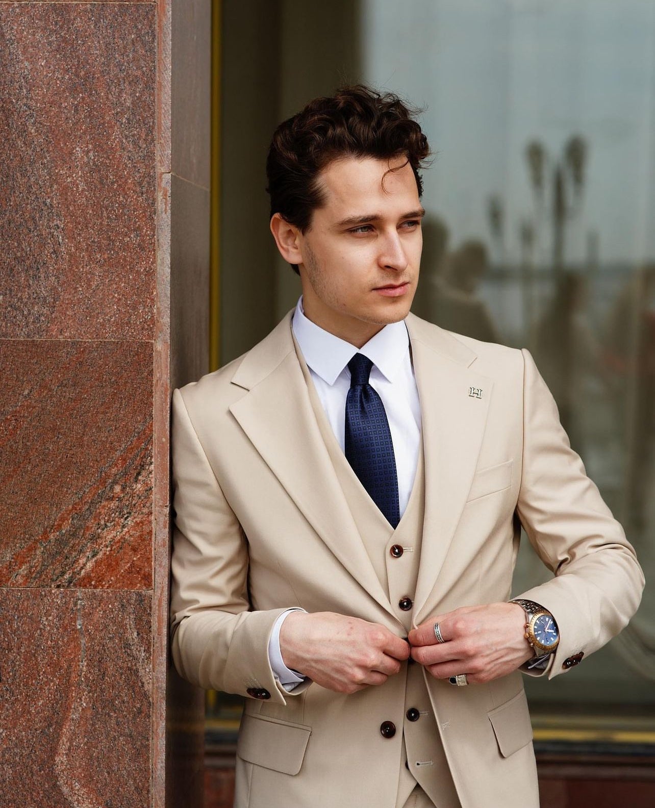 Light Beige Three Piece Suit
