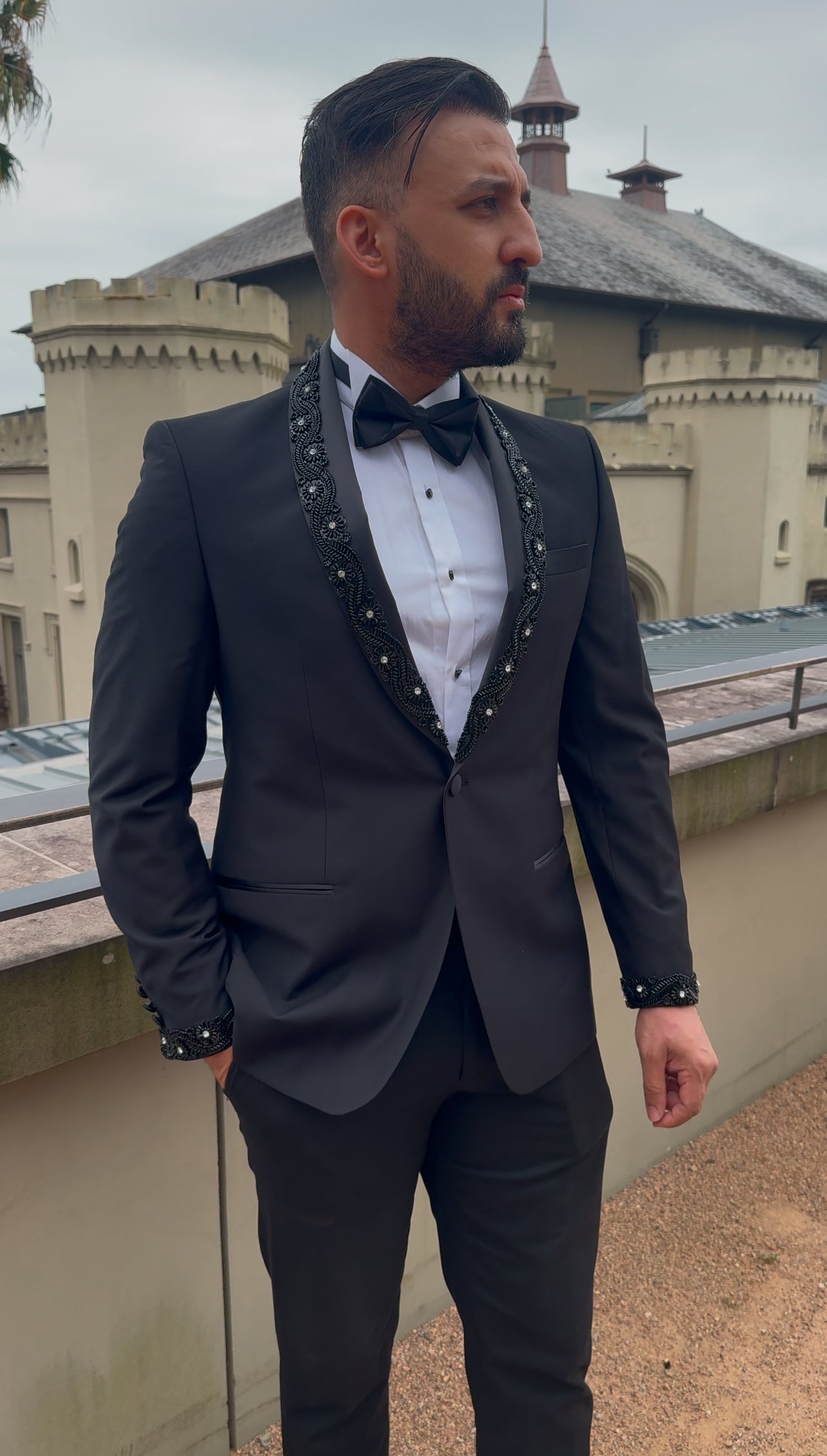 Handmade Beaded Black Tuxedo