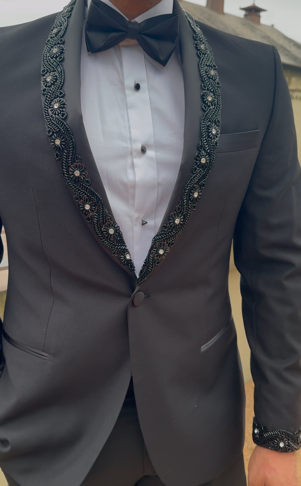 Handmade Beaded Black Tuxedo