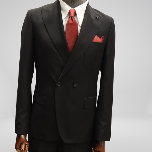 Black Two Button Double Breasted Suit