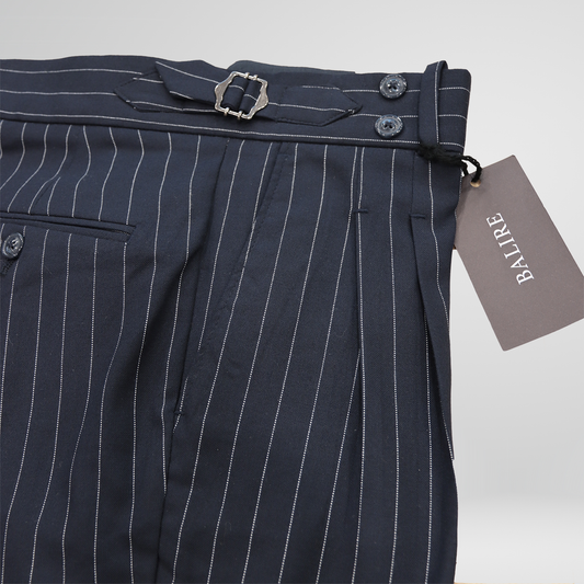 Navy Pinstripe High Waisted Pants