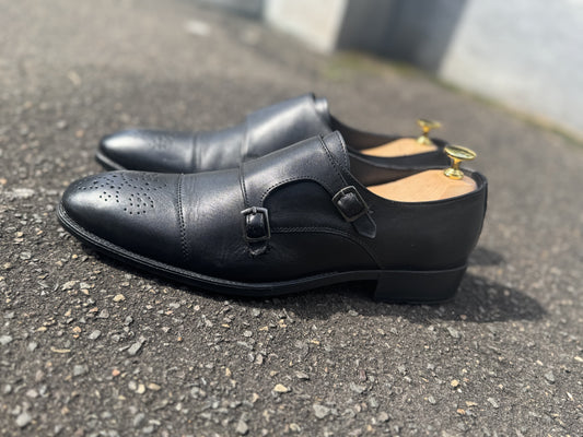 Black Double Monk Straps Shoes